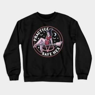 Practice Safe Hex Funny Witch Halloween Costume Pastel Goth Crewneck Sweatshirt